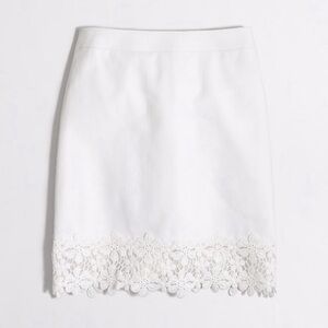J CREW Lace Trim Mini Skirt in White - Size 0